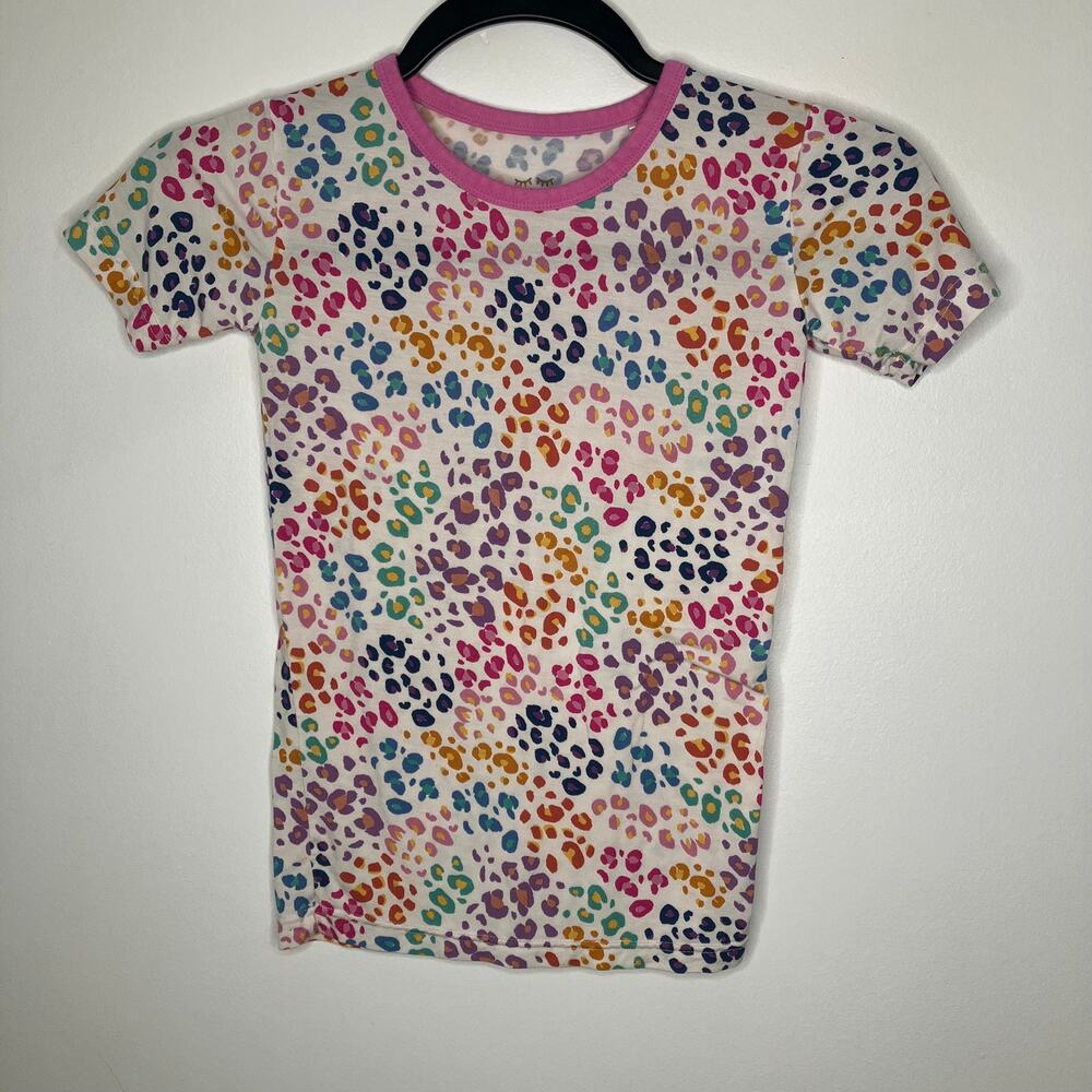 LITTLE SLEEPIES Cheetah Print Short Sleeve Pajama Set Pink 7/8